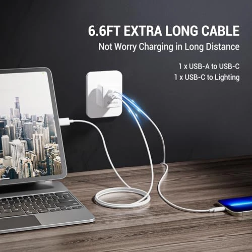 Foldable 15W Dual Port USB Wall Charger with 6FT Cable — Power Bank, Quntis
