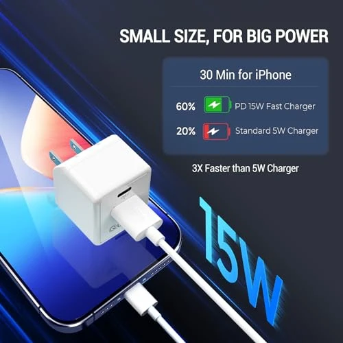 Foldable 15W Dual Port USB Wall Charger with 6FT Cable — Power Bank, Quntis