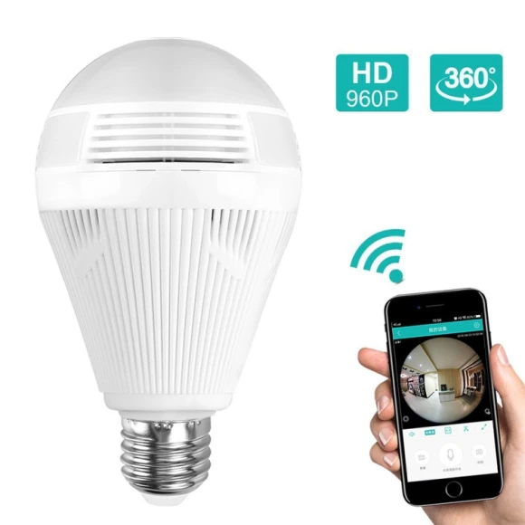 Home Smart WiFi Panoramic Light Bulb Camera