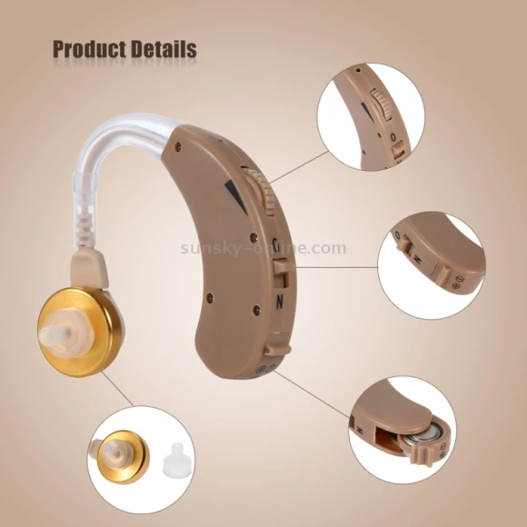 Behind Ear Sound Amplifier Adjustable Tone Hearing Aid, JECPP
