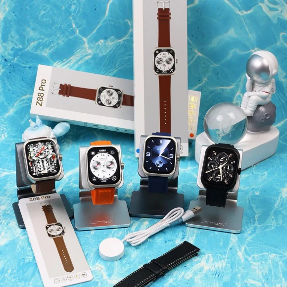 Smartwatch with Curved 3D Display and Genuine Leather Sports Band — Smart Watch, Voyex