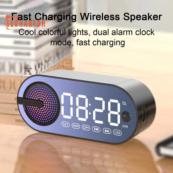 Portable Bluetooth Speaker with Mirror Clock — Desk Lamp, Smart IT