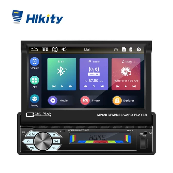 7-inch Automatic Telescopic Touch Screen Car Radio — Car Infotainment System, Hikity