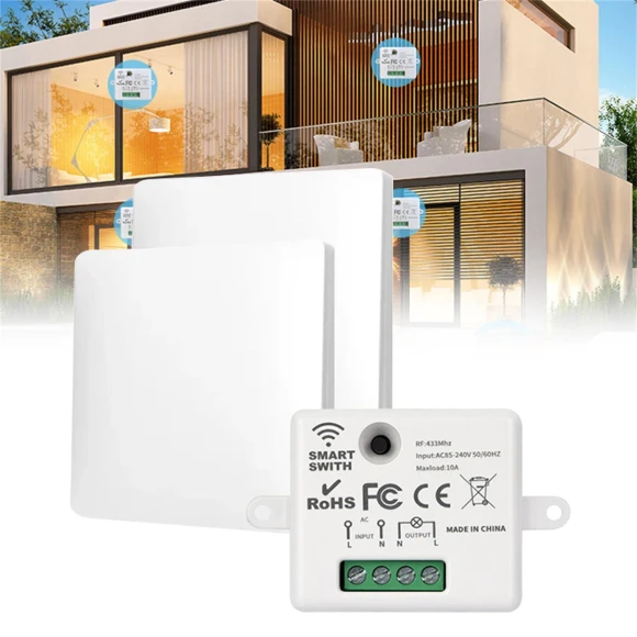 Wireless Controller with Relay Receiver for Lighting/Appliances, ZuiBaDuDu