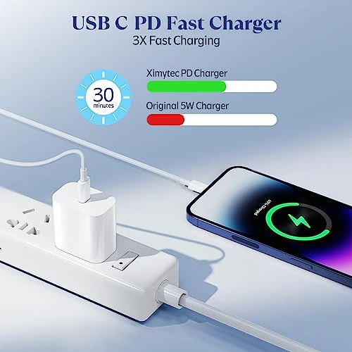 20W USB C Fast Charger with Lightning Cables, Ximytec