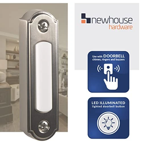 LED Lighted Metal Door Chime Push Button, Newhouse Hardware