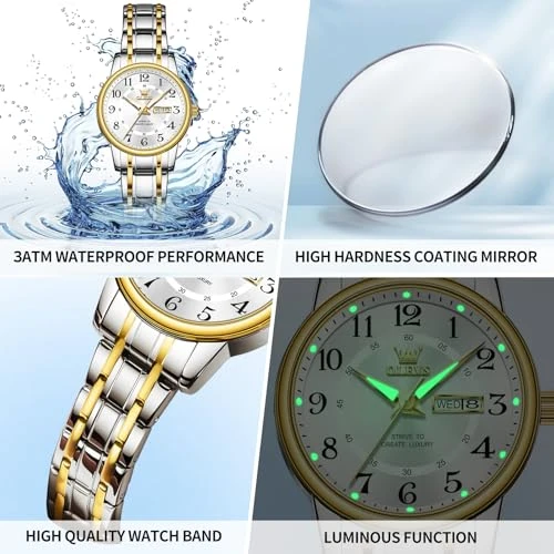 Two Tone Women's Watch with Date, OLEVS