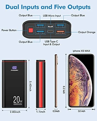 USB C Portable Charger PD 20W Fast Charging Power Bank — Power Bank, Ayeway