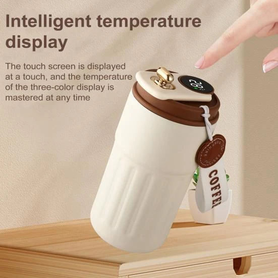 Coffee Thermocup with Temperature Display — Smart Water Bottle, Practical Household