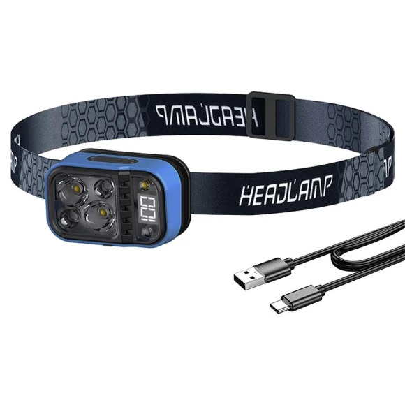 Sensor LED Headlamp Rotate Powerful Headlight Type-C Rechargeable Fishing Work Light Waterproof Camping Light, BORUiT