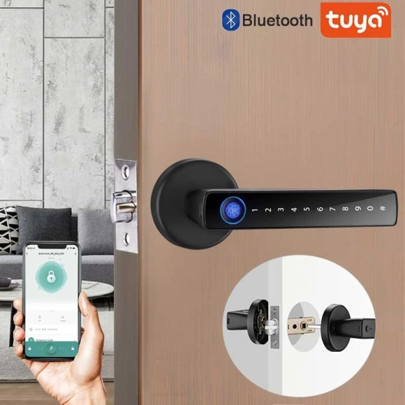 Smart Door Lock Handle with Fingerprint Key Card — Smart Lock, YDM Beauty Life