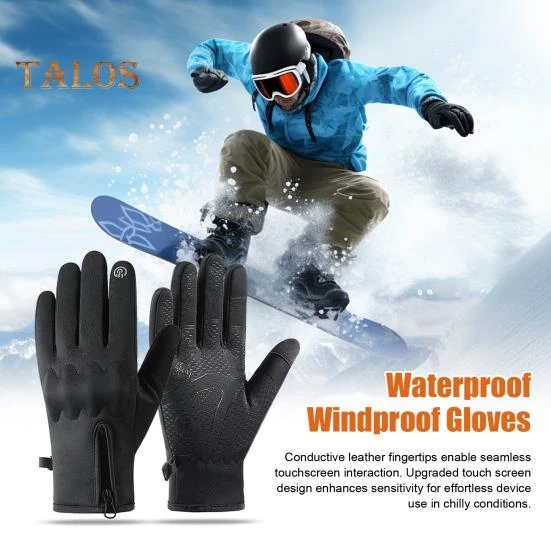 Winter Windproof Gloves with Touchscreen Fingers and Velvet Lining — Heated Gloves, ANBS