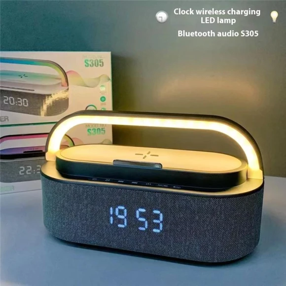 Colorful LED Wireless Charging Bluetooth Audio Smart Desk Clock — Desk Lamp, YGM1931