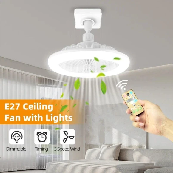 Silent Ceiling Fan with Remote Control Lamp, E-homekit