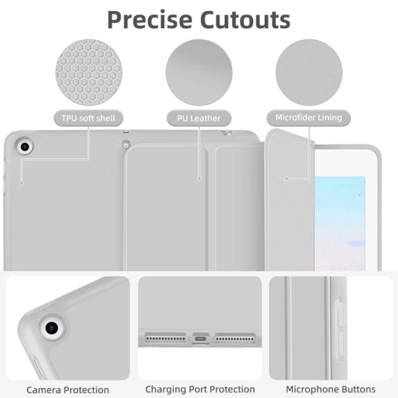 3-fold TPU Smart Leather Tablet Case with Pen Slot for iPad 10.2