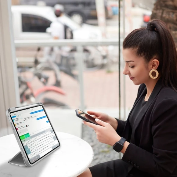 3-fold TPU Smart Leather Tablet Case with Pen Slot for iPad 10.2