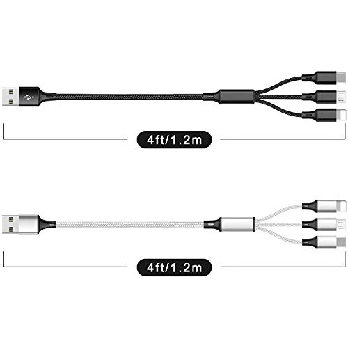 Multi USB Charging Cable 3A, 3 in 1 Fast Charger Cord Connector, TOPWIN