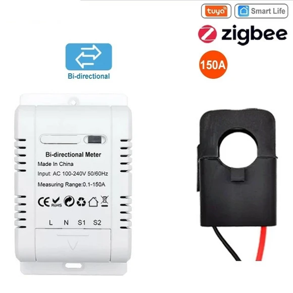Smart Bi-Directional ZIGBEE Energy Meter Clamp, White Dream