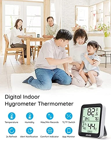 Bluetooth Indoor Room Temperature Monitor Thermometer — Smart Thermometer, Govee