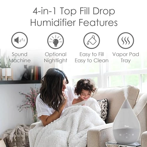 Ultrasonic Cool Mist Humidifier with Sound Machine, Night Light, Aroma Tray — Humidifier, Crane
