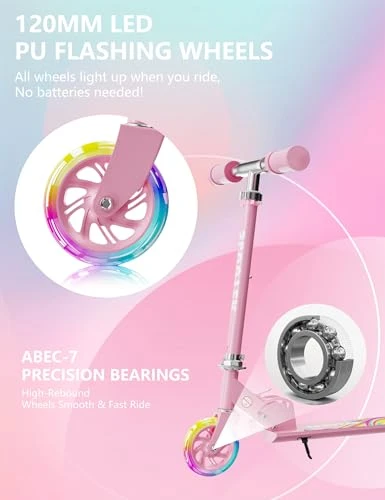 Kids Kick Scooter with LED Light Up, Guwph