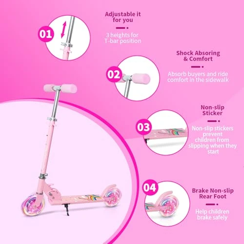 Scooter for Kids with Light Up Wheels and Adjustable Handlebars — Electric Scooter, Nattork