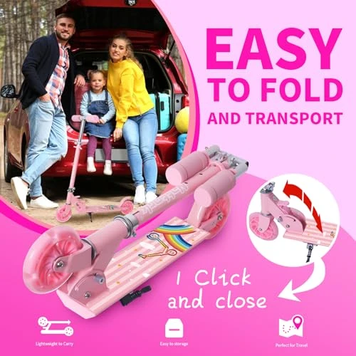 Scooter for Kids with Light Up Wheels and Adjustable Handlebars — Electric Scooter, Nattork