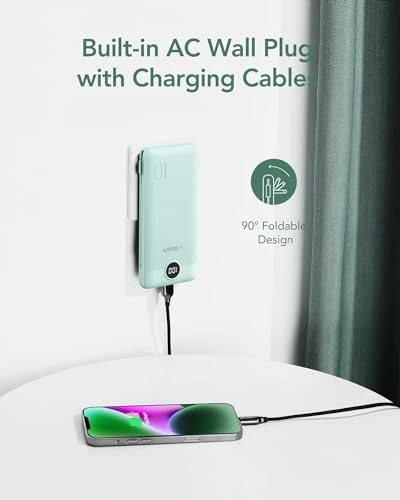 Portable Charger with Built in Cables and Wall Plug — Power Bank, VEGER