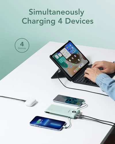 Portable Charger with Built in Cables and Wall Plug — Power Bank, VEGER