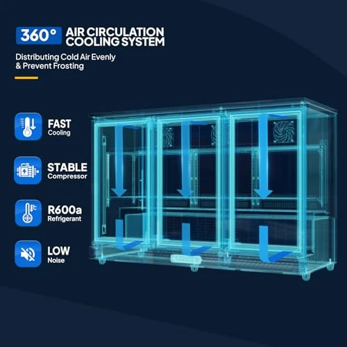 Commercial Back Bar Cooler with 3 Doors, ROVSUN