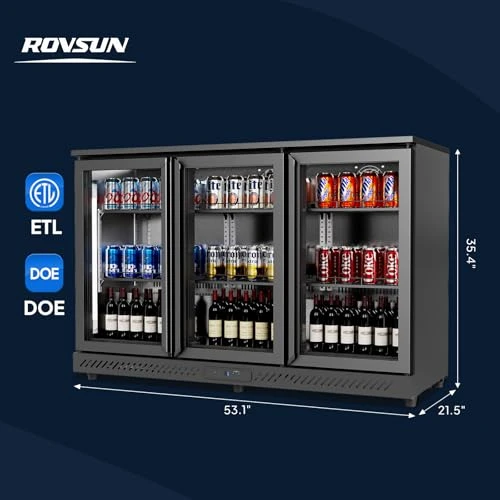 Commercial Back Bar Cooler with 3 Doors, ROVSUN