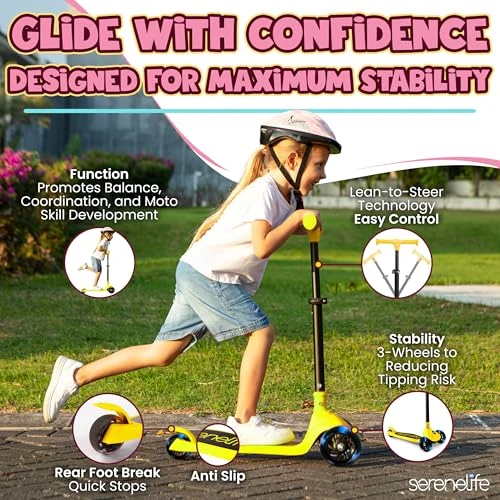 3 Wheel Foldable Kids Scooter, SereneLife