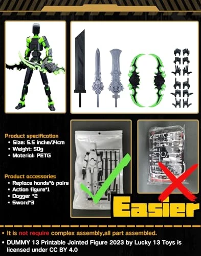 3D Printed Action Figure, Lucky 13 Toys