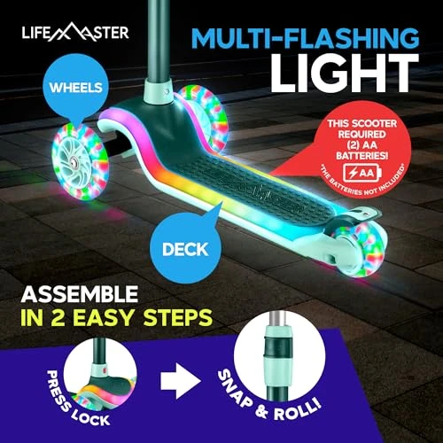 3-Wheel Kids Scooter with Multi-Color Lights, Lifemaster