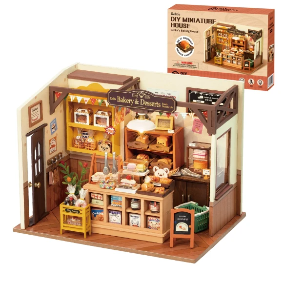 Miniature Dollhouse Kit with LED Light, Robotime
