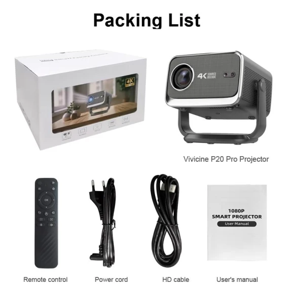 P20 Smart Android 13 Native Full HD 1080P Projector — Smart Projector, Vivicine