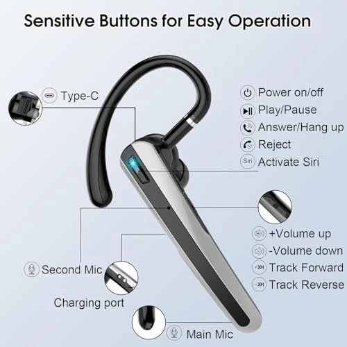 Wireless Earpiece with Dual ENC Noise Canceling Mic — Wireless Earbuds, SKIUDCT