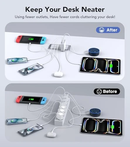 100W 6-Port PD Fast USB C Charging Block — Power Bank, CSODINCE