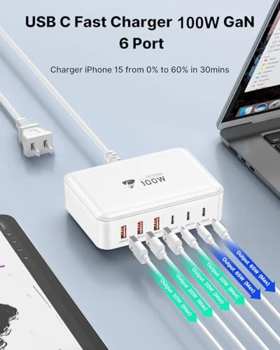 100W GaN 6 Port USB C Fast Charging Station, CHONGZHENG (HK)CO. ,LIMITED