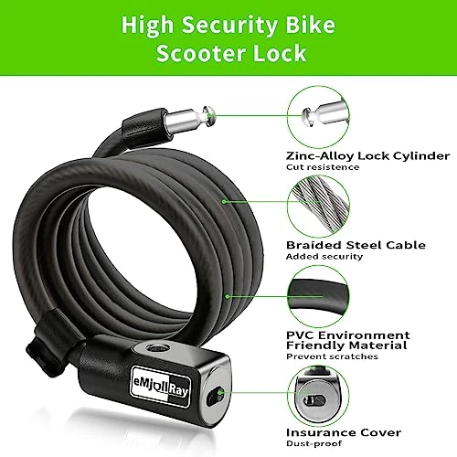 Anti Theft Cable Lock with Mounting Bracket, eMjollRay