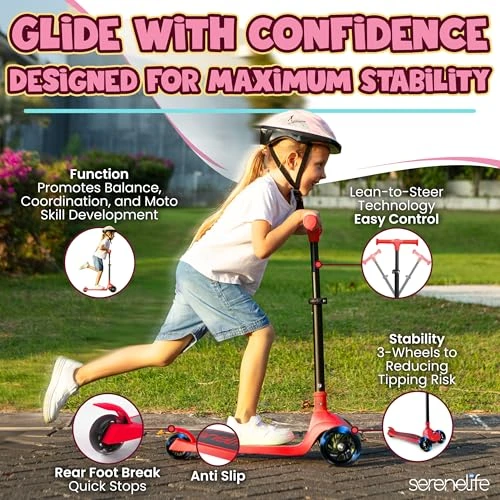 3 Wheel Foldable Kids Scooter, SereneLife