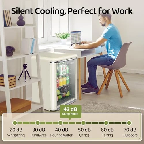 Retro Beverage Refrigerator with Tempered Glass Door — Smart Refrigerator, Anypro