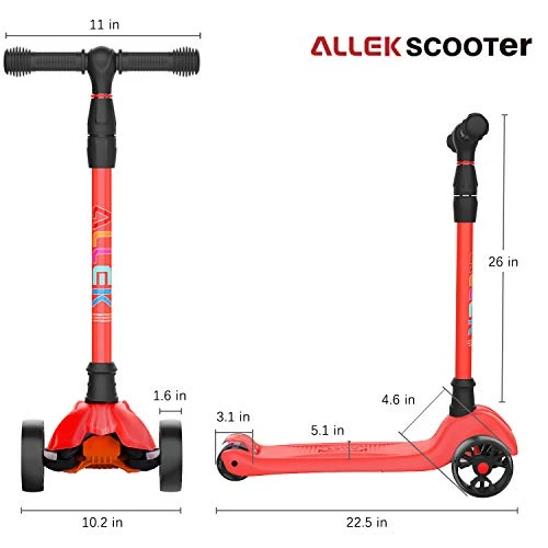 Kick Scooter with Light-Up Wheels and Adjustable Heights for Children, Allek