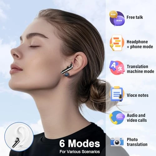 AI Translation Earbuds with Real-Time Audio and Video Calls — Translator Device, SKIUDCT