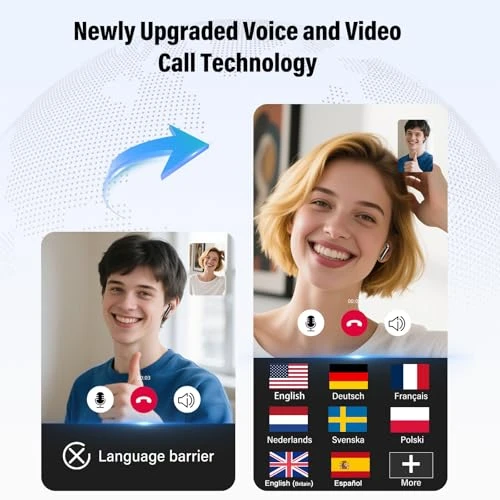 AI Translation Earbuds with Real-Time Audio and Video Calls — Translator Device, SKIUDCT