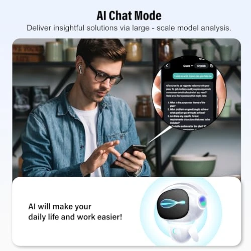 AI Translation Earbuds with Real-Time Audio and Video Calls — Translator Device, SKIUDCT
