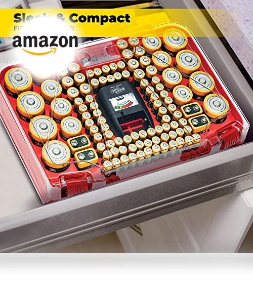 Battery Organizer Storage Case with Tester — Holders, Ontel
