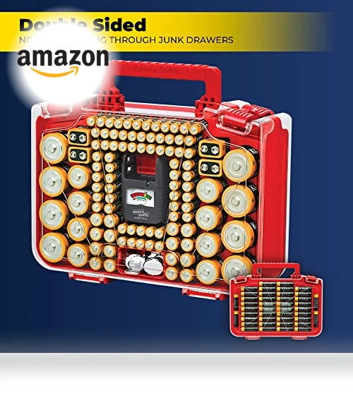 Battery Organizer Storage Case with Tester — Holders, Ontel