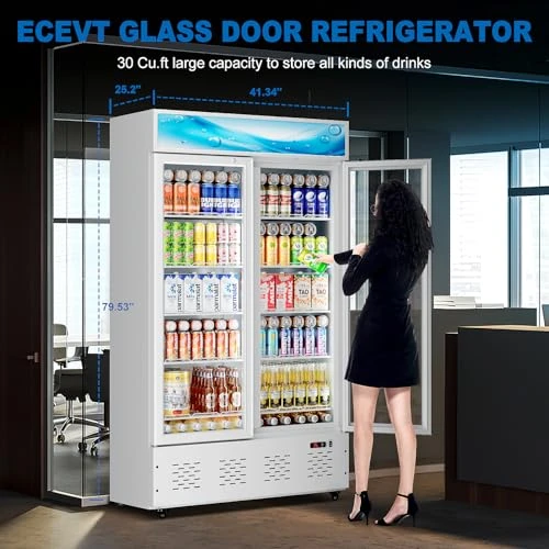 Commercial Beverage Refrigerator with Glass Door, ECEVT