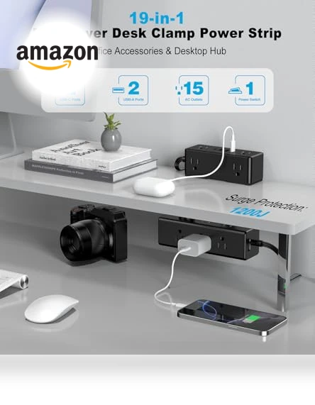 Dual Layer Desk Clamp Power Strip — Power Solutions & Surge Protection, VILONG